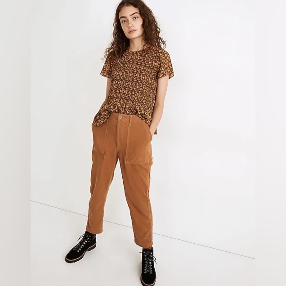 Madewell Corduroy Griff Tapered Fatigue Pants Warm Hickory Size 27 Cropped